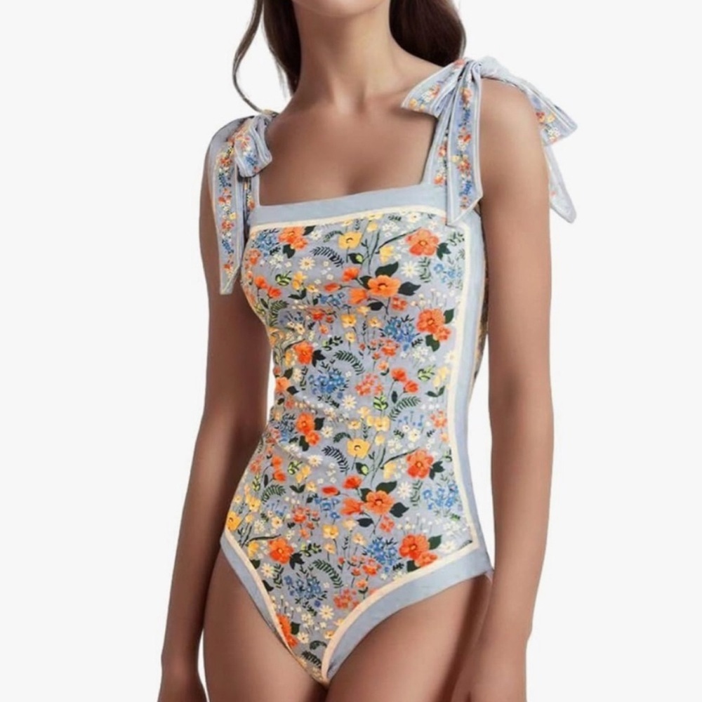 Skays ‘Visual Swim’ Reversible Floral Tie-Strap One-Piece - Picture 2 of 13